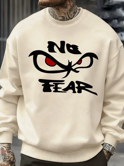 No Fear Determined Gaze Prints Mens Pullovers Soft Casual Sweatshirts Autumn Oversize Streetwear Crewneck Fleece Clothing Unisex