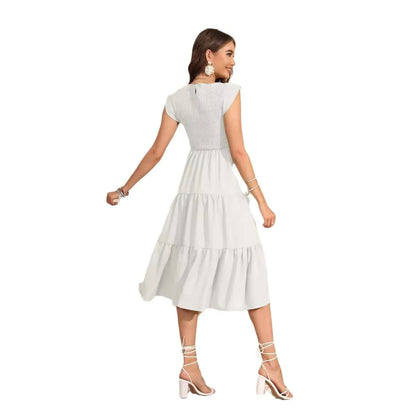 Dress for Pregnant Women Maternity Dress Fly-sleeved Pleated Layered Short-sleeved Clothes Chiffon Pregnant Dresses Clothing