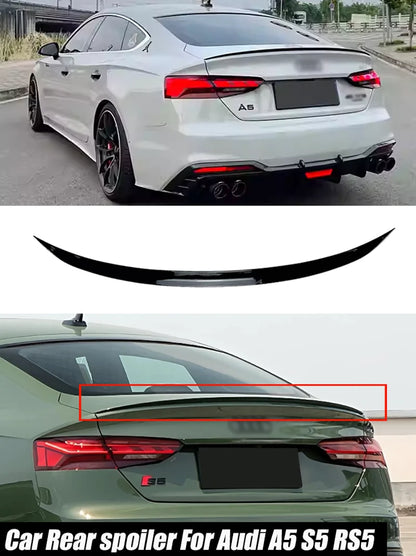 For Audi Accessories A5 S5 RS5 A3 A4 A6 Sedan S Line Car Rear Wing Trunk Tail Spoiler Lip Rubber Black Soft Plastic Gloss Black