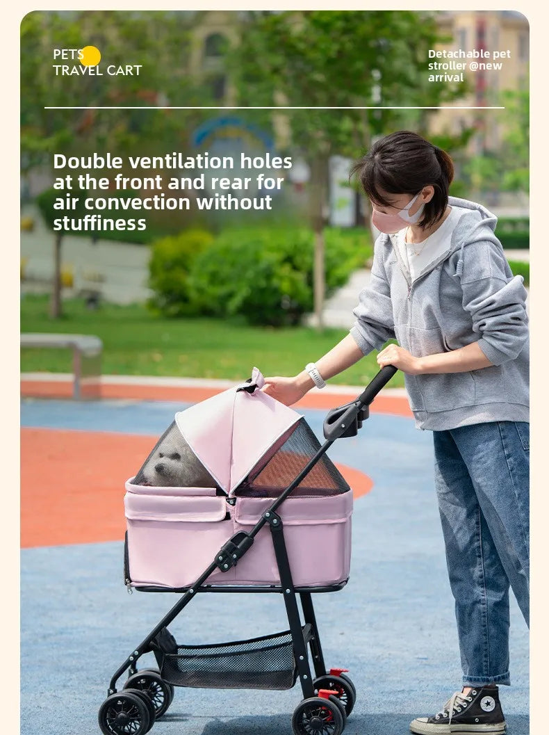Pet cart Lightweight foldable out Pet cart Small dog cart Separable basket pet carriers and travel gear