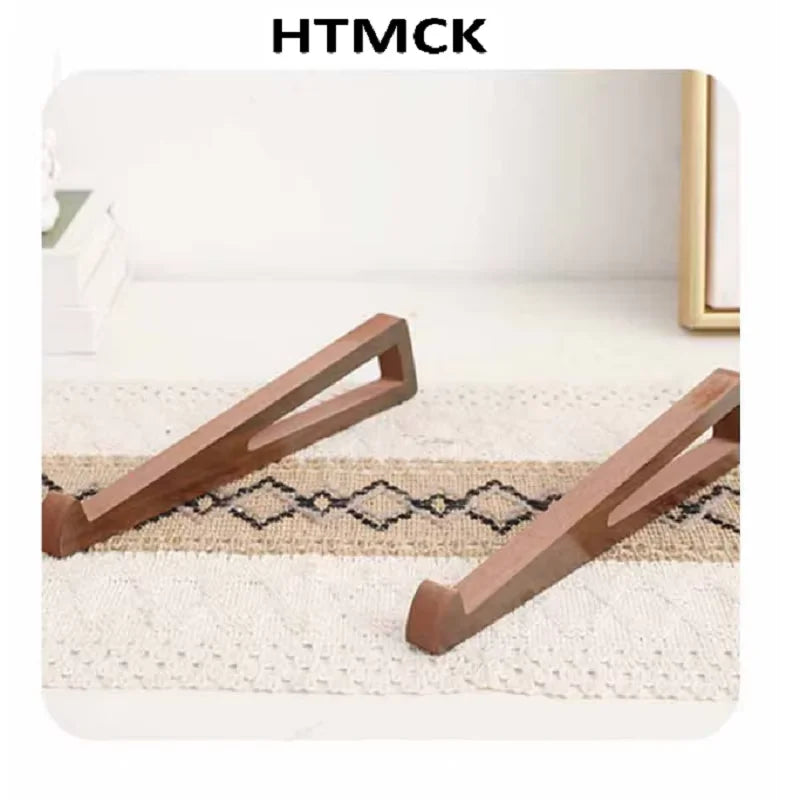 Portable Foldable Wooden Laptop Stand Ergonomic 12 Adjustable Angle Triangular Cooling Ventilation Design Office Desk Accessory