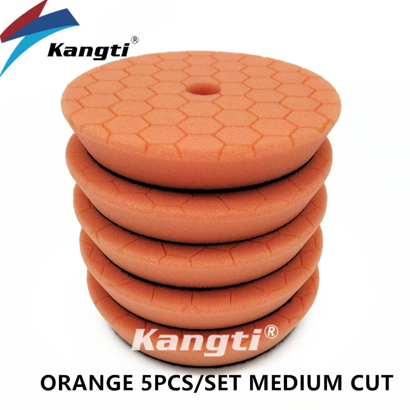 Kangti Buffing Polishing Sponge Pads Kit Car Polisher Soft Wave Foam Waffle Pad Car Wash Cleaning Detailing Tool