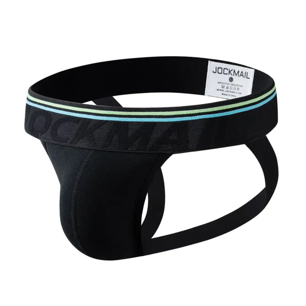 Sexy Men Underwear Brief Underpants Rainbow Stripes Gay Men's Jockstrap Bikini Slip Men's Tanga String Thong Breathable Cotton