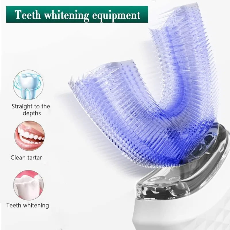 U-shaped Ultrasonic Electric Toothbrush 3 Modes Silicone Automatic Teeth Whitening Oral Care