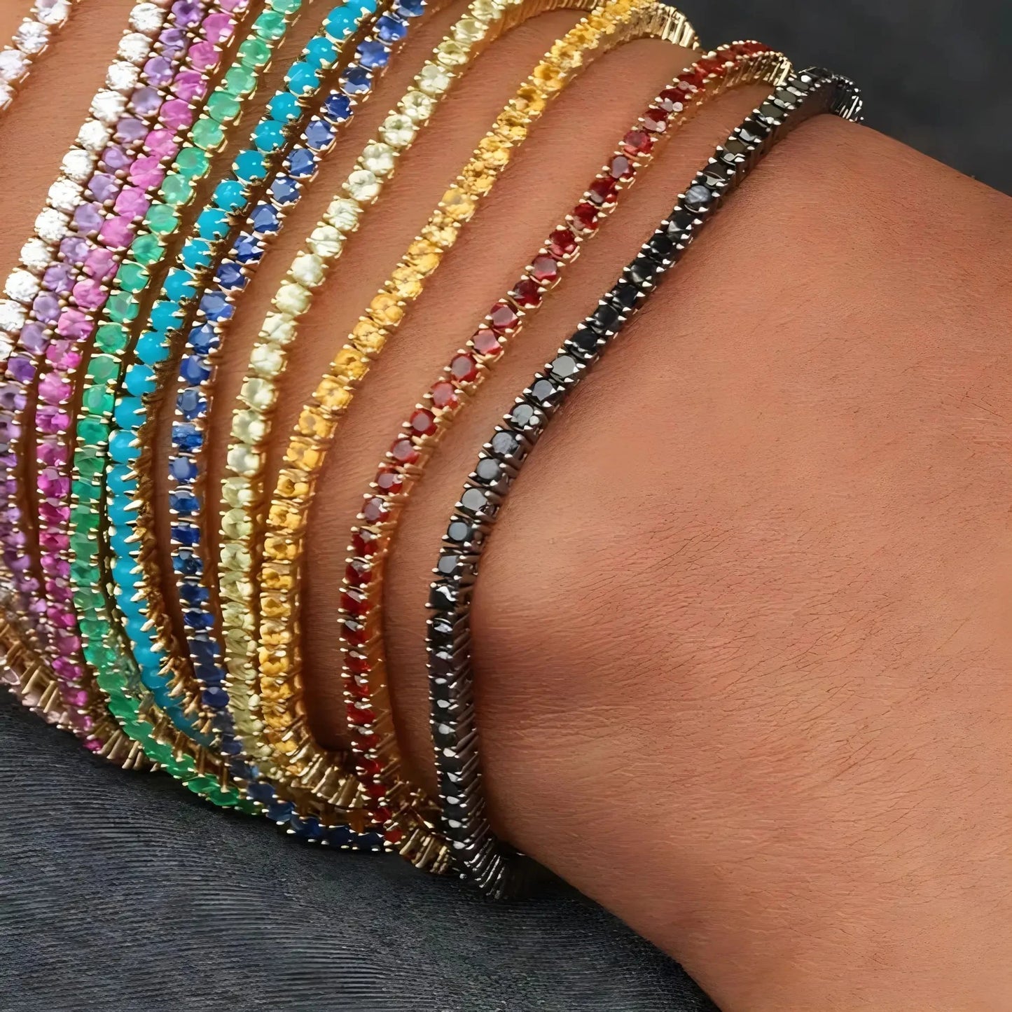 11PCS Fashion Shining Bracelet Stack Exquisite Rhinestone Elasticity Bracelet