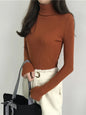 2026 Autumn Winter Sweater Women Knitted Ribbed Pullover Sweater Long Sleeve Turtleneck Slim Jumper Soft Warm Pull Femme