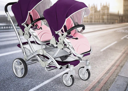 Foldable Twin Baby Stroller,Double Seat Baby Stroller for Two Babies,Shock-absorbing Twin Baby Stroller,Multi-function