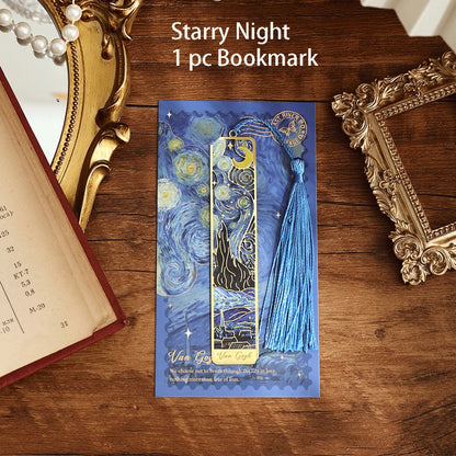 1 PC Retro Floral Painting Metal Bookmark Hollow Bronzing Bookmark With Tassel For Book Club Reader Writers Book Lovers Students