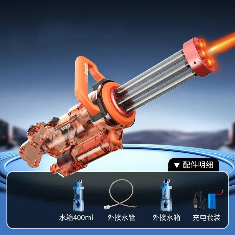 2024 Strongest Gatling Electric Water Gun Toy With Light Shooting Water Gun Summer Beach Pool Toys for Boy Adult Children Gifts