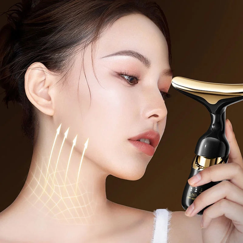 3 In 1 Face Massager Neck Facial Eye Massage Introducer Microcurrent Skin Rejuvenation Anti Aging Beauty Device Beauty Tools