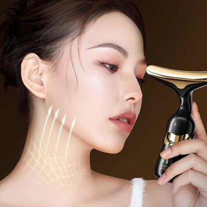 3 In 1 Face Massager Neck Facial Eye Massage Introducer Microcurrent Skin Rejuvenation Anti Aging Beauty Device Beauty Tools