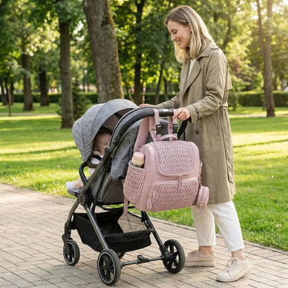Fashion Mommy Diaper Backpack Large Capacity Baby Care Stroller Hanging Bag Travel Nursing Backpack for Mothers with Organizer