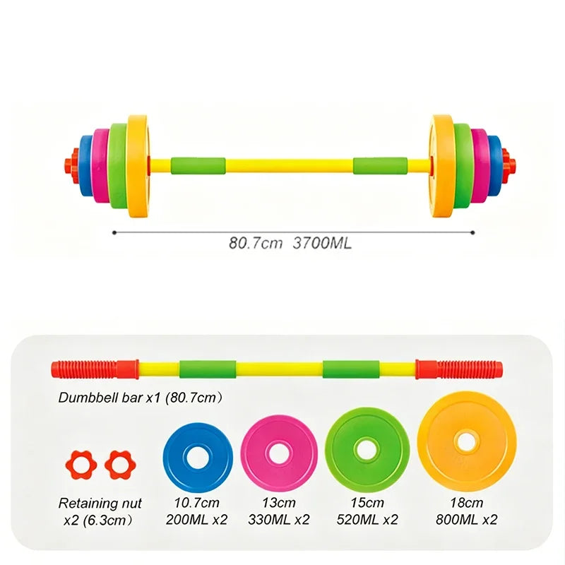 Adjustable Kids Dumbbell Barbell Set Indoor Outdoor Fitness Equipment Parent-Child Sports Toy Toddler Boy Girl Birthday Gifts