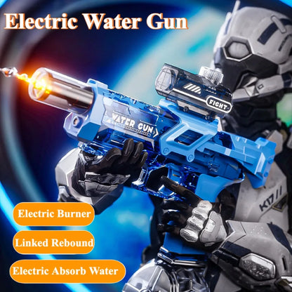 Simulated Flame Electric Water Gun Toys with Lighting & Smoking Effect Summer Outdoor Beach Pool Fight Game for Adults Children