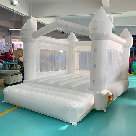 Inflatable Jumping Castle 4*3*2.6M White Bounce House For Kids Bouncy House White For Children With Blower Slide 5-8 Kids
