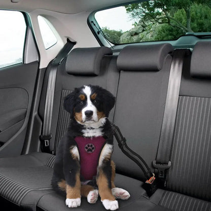 Dog Safety Vest Harness with Seatbelt, Dog Car Harness Seat Belt Adjustable Pet Harnesses Double Breathable Mesh Fabric with Car