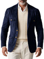 1970s Men's Suede Blazer Retro Slim Fit Two Buttons Multi Pocket High Quality Jacket Fashion Casual Sport Coat For Daily Wear