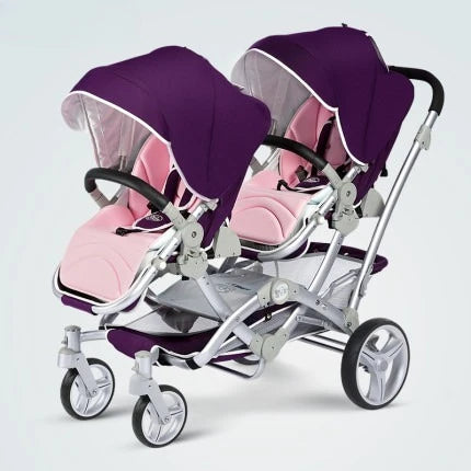 Foldable Twin Baby Stroller,Double Seat Baby Stroller for Two Babies,Shock-absorbing Twin Baby Stroller,Multi-function