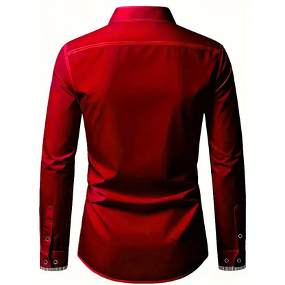 New Men Patchwork Shirt Fashion Dress Tuxedo Long Sleeve Smart Casual Four Season Man Micro Elastic Shirts