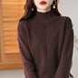 Women 100% Cotton Knit Sweater Half-high Collar Stripe Pullover Autumn Winter Thickened Bottoming Clothing Casual Knitted Tops
