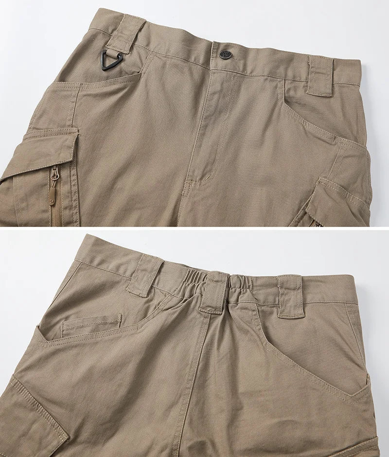 IX9 City Tactical Cargo Pants Men Stretch Cotton Work Military Pants Flexible Outdoor Army Combat Trousers with 9 Pockets