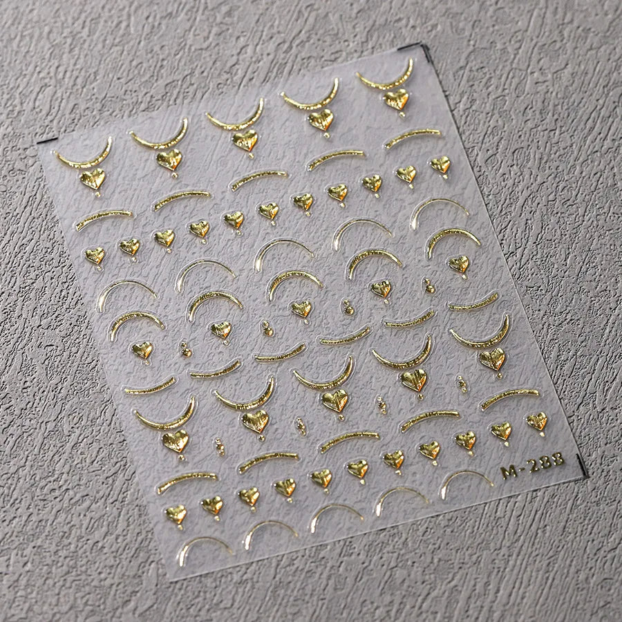 1pcs 5D Star Moon Nail Stickers Kawaii Pink Retro Bronzing Nail Art Sticker Decorations Decals DIY Adhesive Slider Accessories