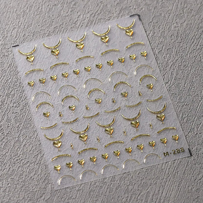 1pcs 5D Star Moon Nail Stickers Kawaii Pink Retro Bronzing Nail Art Sticker Decorations Decals DIY Adhesive Slider Accessories