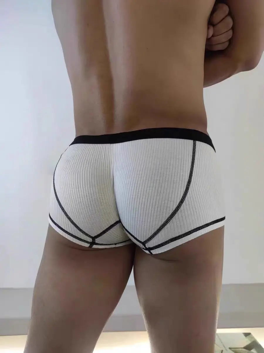Large-bag personalized design men's underwear, sweat-absorbing, thin, breathable, U-convex four-corner men's underwear