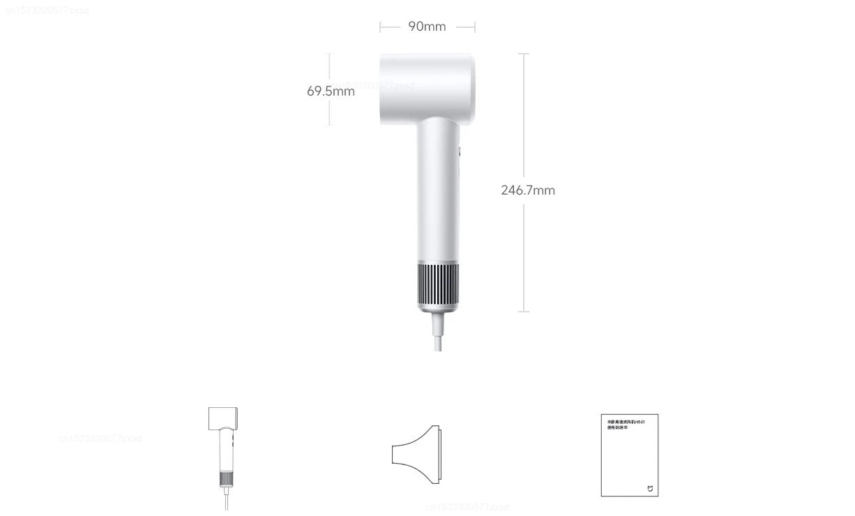 Mijia High Speed Hair Dryer H501 Negative Ion Hair Care 110000 Rpm  (With EU Adapter) 62m/s Wind Speed 1600W Quick Drying