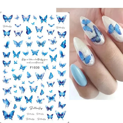 Black and White Love Flowers Line Art 3D Stickers Nail Decals Nail Art Accessories Butterfly Rose Nail Stickers Nail Sliders