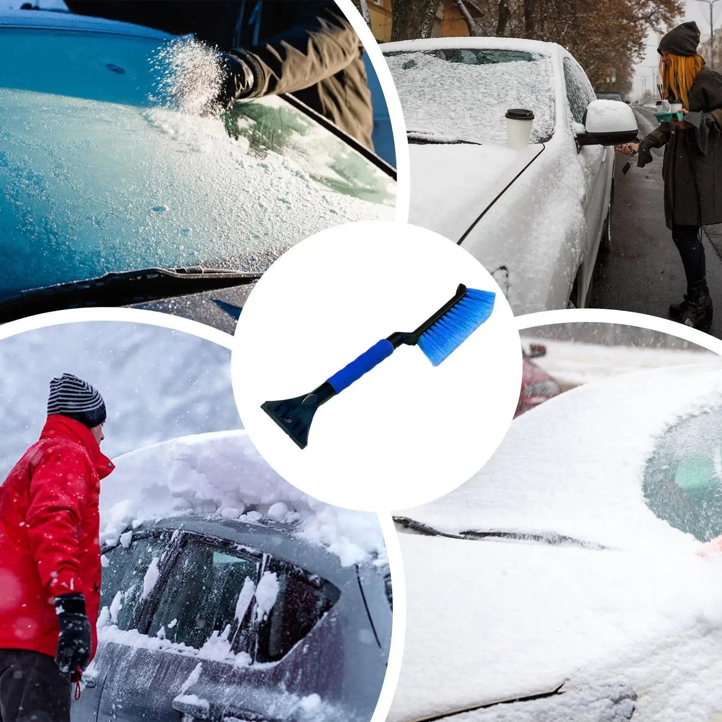 2-in-1 Ice Scraper and Snow Brush for Car - Ergonomic Foam Grip Windshield Cleaner - Efficient for SUV, Sedan & Winter Driving
