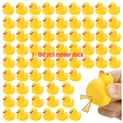 1-100pc Mini Rubber Ducks Set in Bulk Float Squeak Tiny Ducks Rubber Duck Toy for Kids Party Birthday Supplies