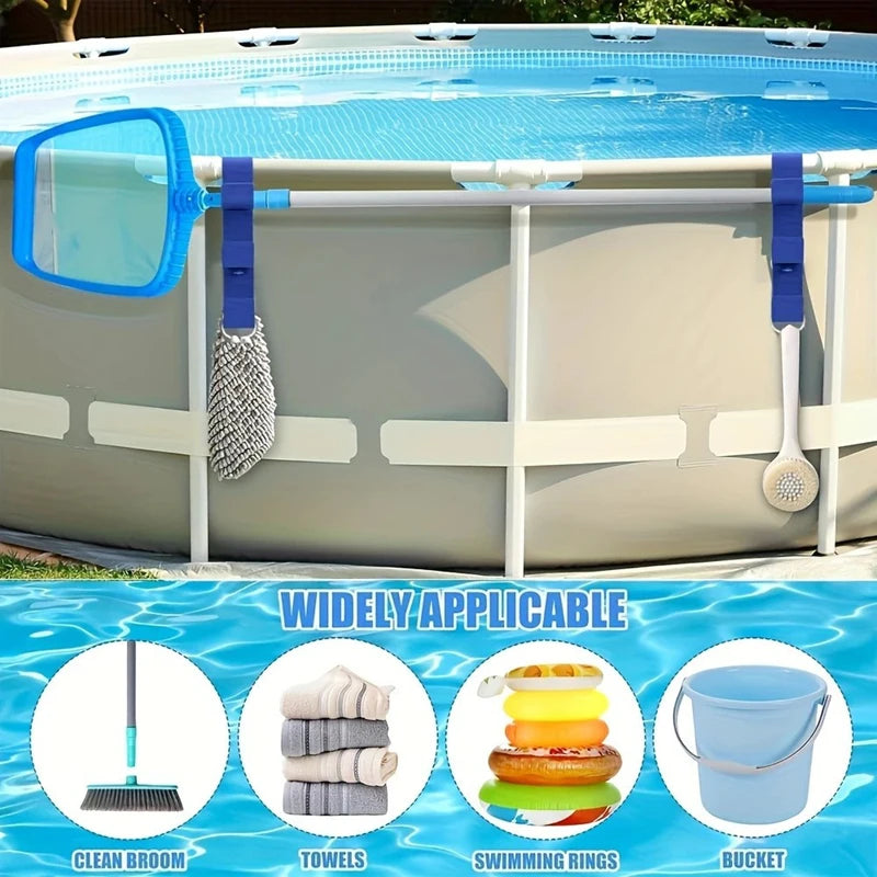 Pool Leaf Skimmer Net Holder Adjustable Telescopic Pole Hanger Above Ground Pool Outdoor Hot Tub Poolside Cleaning Accessories