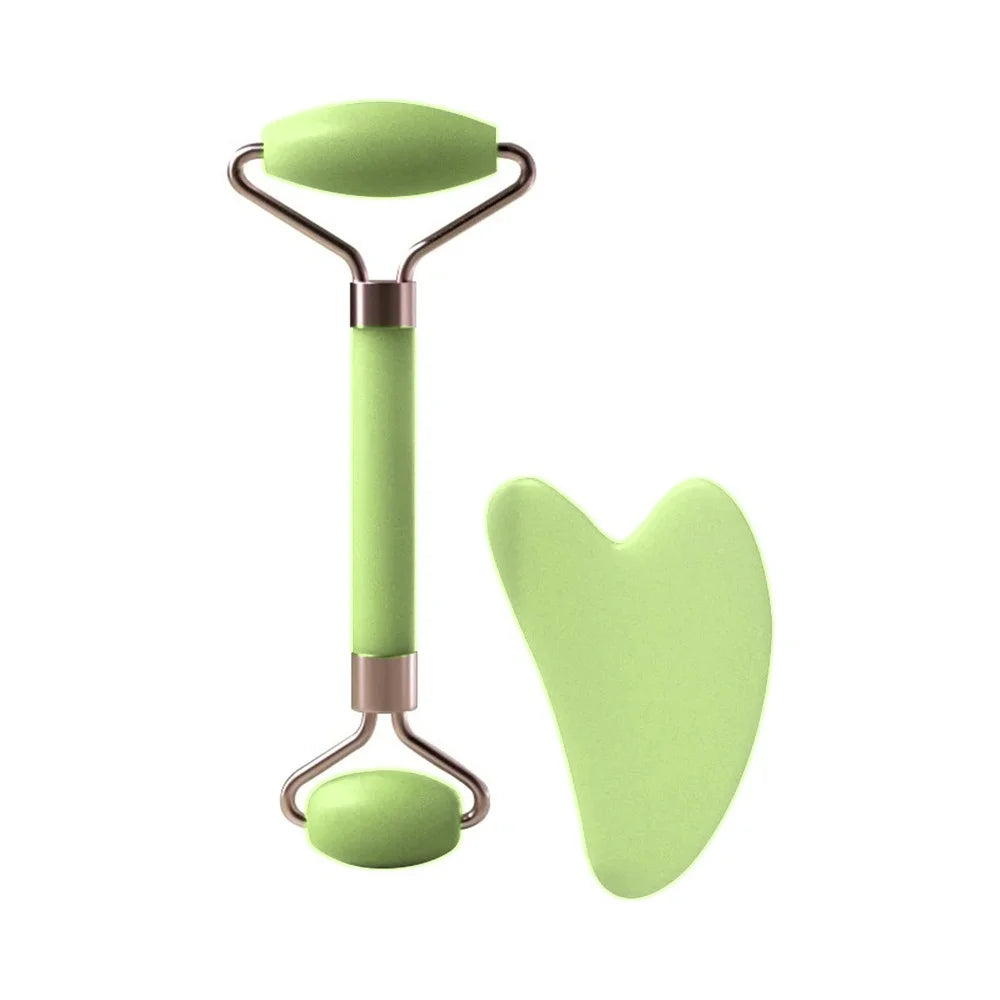 Facial Massage Roller With Gua Sha Stone Multifunctional Massager For Body Eye Acupoint Relief Anti-Aging Daily Skin Care Tools