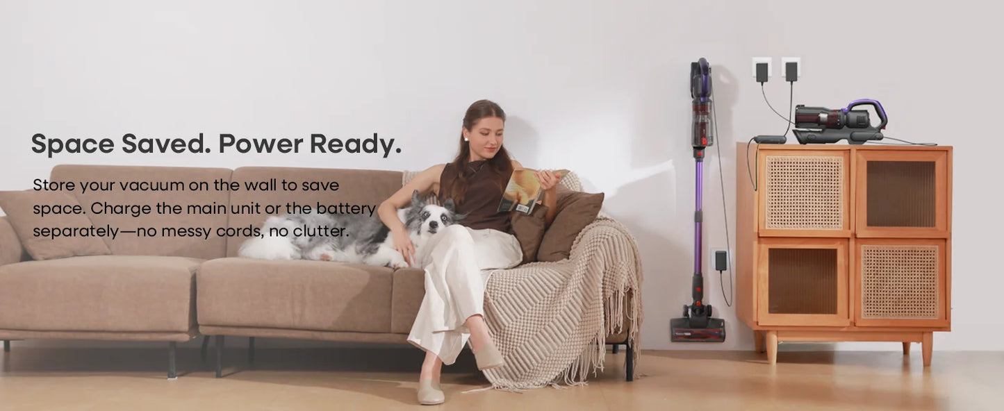 Erabros EV3 Cordless Vacuum Cleaner 500w 60Kpa Suction Power 60mins Cordless Vacuum Handheld Smart Home Dust Mug 3 Suction Model
