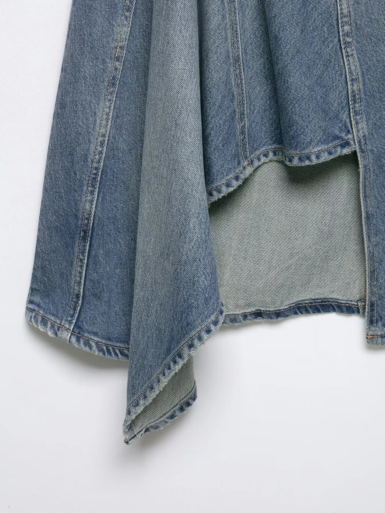 Women'sAsymmetric Denim Skirt New Spring Casual Mid Waist Pocket Women Lace Skirts Fashion Female Chic Skirts