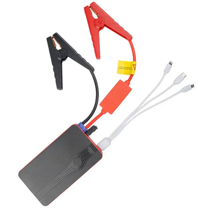 Portable Car Jump Starter 30000mAh Emergency Power Supply with Battery Clips and 3-in-1 USB Cable for Vehicle