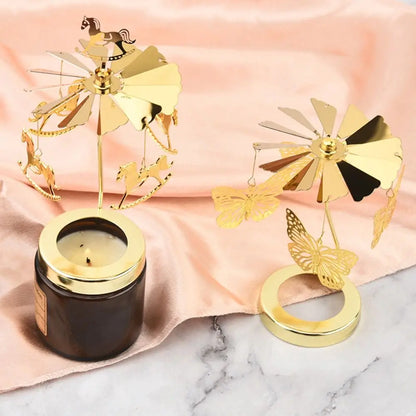 Metal Rotating Candle Holder Heat-Powered Rotation Elegance Style Spinner Carousel Rotating Mechanism Tea Light Holder