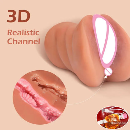 3D Flesh The Light Male Masturbation Artificial Vagina Ass Mouth Silicone 3 In 1 Adult Sex Toy Sex Doll For Man Pocket Pussy Ass