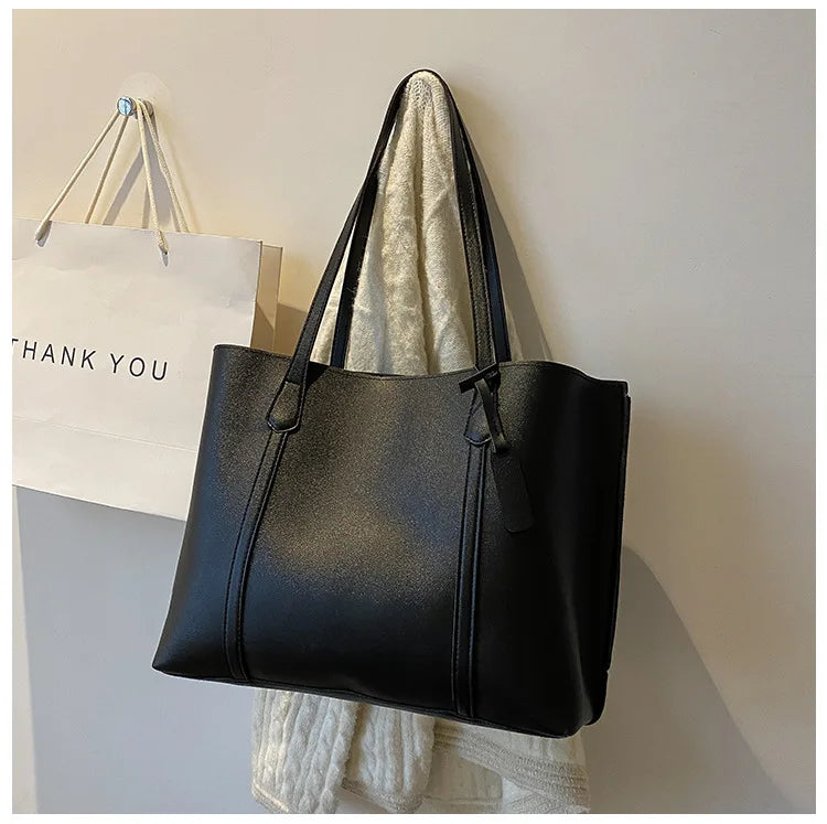 Large Capacity Women's Bag, New Soft Leather Tote Bag, Casual and Versatile Single Shoulder Bags for Woman Korean Style Handbags