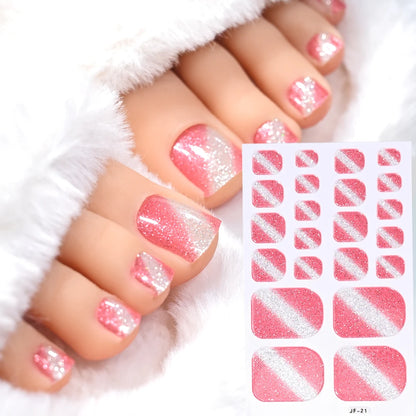 22Tips Solid Color Self-adhesive Gel Stickers for Toe Nails Waterproof Long-lasting Toenail Stickers Toe Full Cover Toenail Wrap