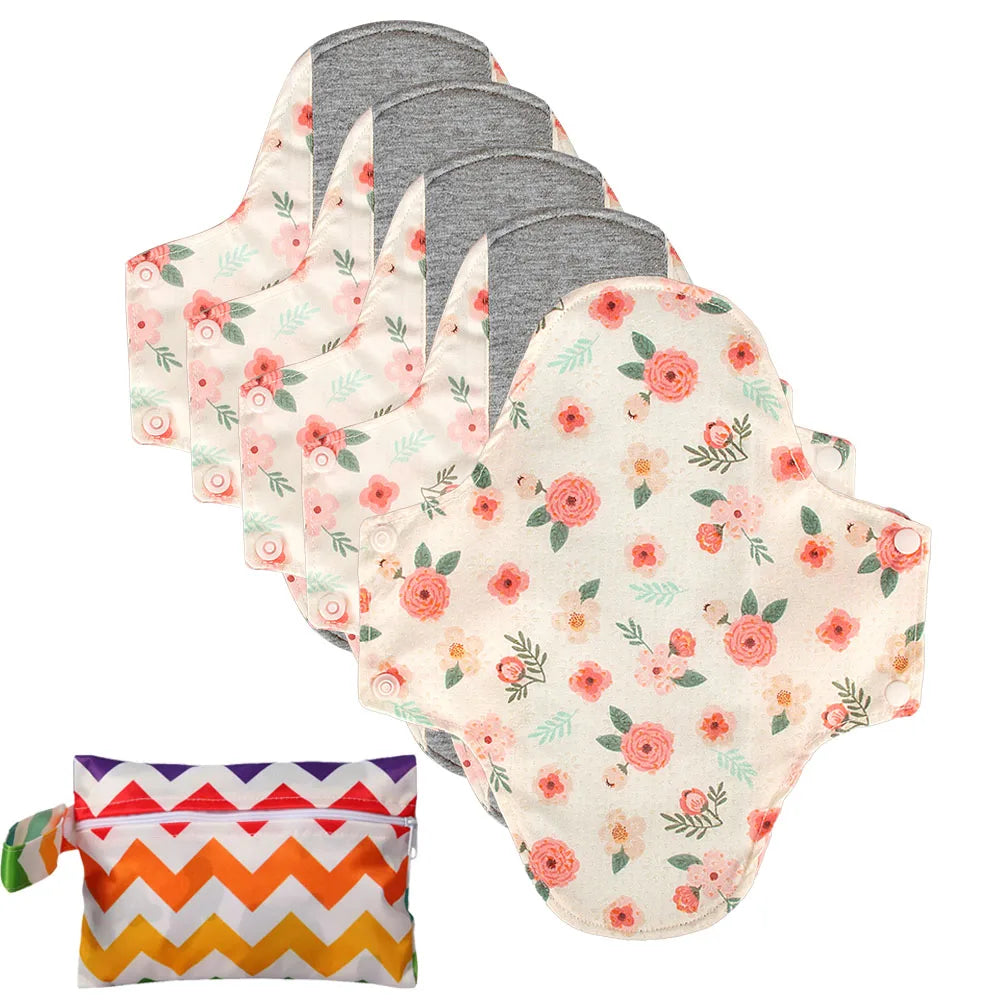 BIAI 5PCS Anti-slip Graphene Sanitary Pads With Wet Bag Reusable Care Pads Breathable Maternity Menstrual Pads For Women 20*23CM