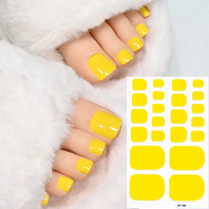 22Tips Solid Color Self-adhesive Gel Stickers for Toe Nails Waterproof Long-lasting Toenail Stickers Toe Full Cover Toenail Wrap