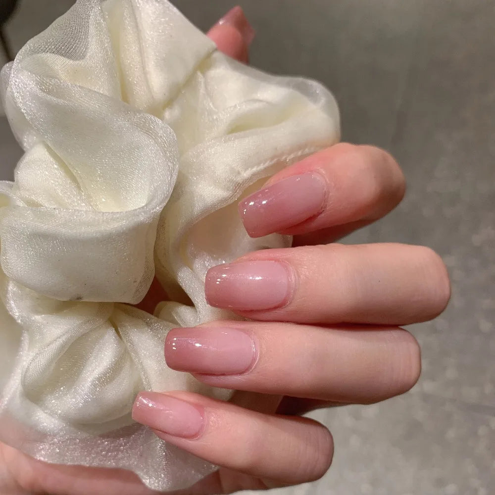 Semi-cured Gel Nail Stickers Solid Color Nail Semi-baked Tips Full Paste Nail Decals UV Lamp Need
