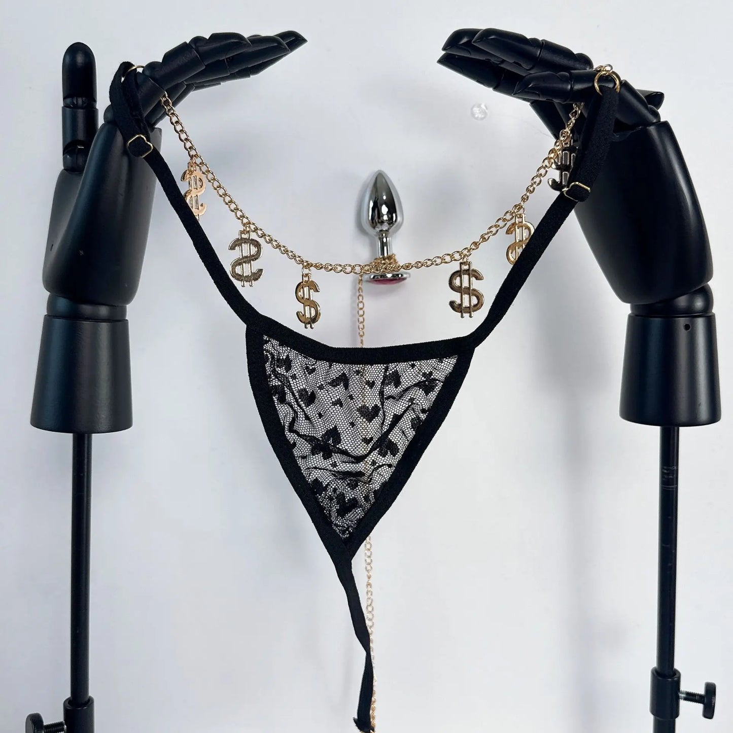 Anal Plug with Lace Thong Panty Set for Women Men Sexy Underwear with 2.8cm Butt Plug for Outdoor Wear BDSM Adult Sex Toys Gay