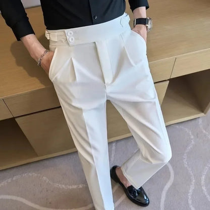Business Casual Men's Suit Pants Breathable Versatile Korean Style Lightweight Luxury West Pants for Office Work Slim Fit