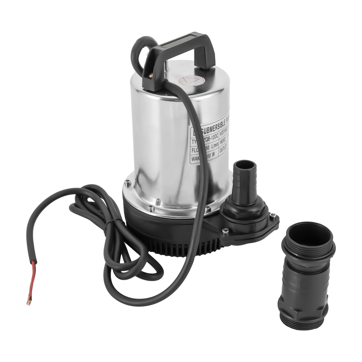 6000L/H Submersible Sewage Pump, 12V DC Sewage Dirty Water Pump 160W Stainless Steel Durable Drain Septic Sump Celler Pump