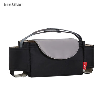 Stroller Organizer Bag,Multifunctional Mommy Diaper Bag with Basket,Hooks & Cup Holder,Universal Pram Buggy Carriage Accessories