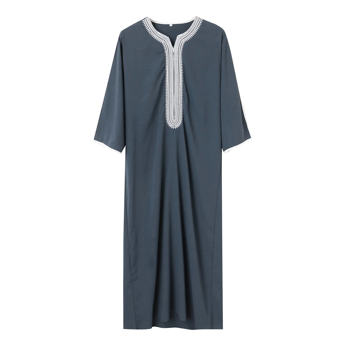 Summer 2025 Kaftan Muslim Men's Short Sleeve Embroidered Loose Casual Robe Breathable Islamic Abaya for Men