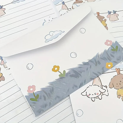 4 charming puppy and floral letter sets with envelopes - creative handwritten stationery for students, holidays, and birthdays